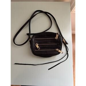 Rebecca Minkoff Zip Wallet Crossbody Small Shoulder Strap Bag Black Zipper